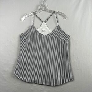 J.Crew Scalloped Slip Tank Top size 6 Sleeveless Beach Black White Striped